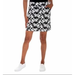 Mario Serrani Womens Black White Floral Skort Size S Built-in Shorts Stretch